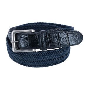 Toneka Waxed Braided Belt with Croc Print Ends